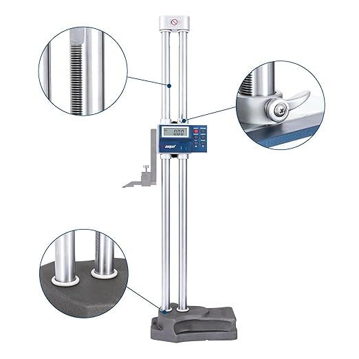 Dasqua 20"/500mm Double Beam Digital Height Gauge with Feed Wheel, Heavy Duty Cast Iron Base with Carbide-Tipped Scriber, Accuracy: ±0.0019"/0.05mm, Resolution 0.001"/0.01mm