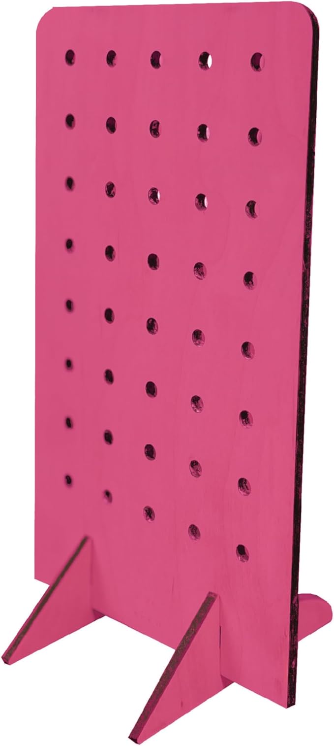 Torched Pegboard Display Stand for Jewelry, Craft Shows, Selling, Vendor Events, Tools, Peg Board Accessories Rack Organizer, Small 5.88" L x 4.3" W x 9.88" H, Pink