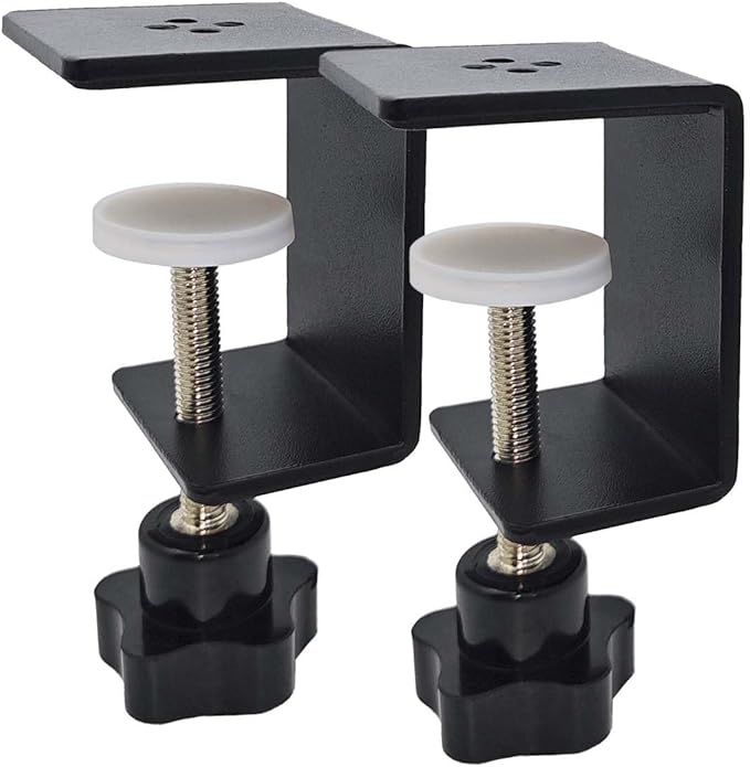 2 Pack Heavy Duty C Clamp & Desk Clamp | Wide Jaw Metal Woodworking Clamps, Adjustable Shelf Clamps for Desk Extension/Panel Work (Sturdy Multi-Purpose Clamping Tool)