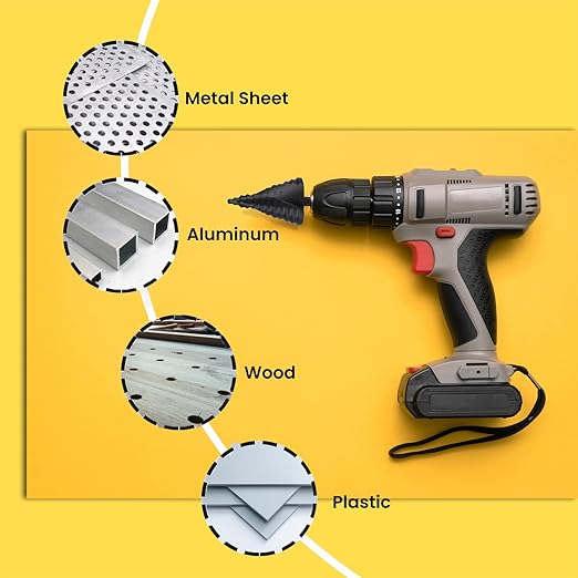 Lichamp Jumbo 2-3/8" Unibit Step Drill Bit for Metal, Extra Large Drill Stepper Bit for Hard Metal Heavy Duty, 12 Sizes from 1/4" to 2-3/8", Spiral Grooved, C5BK