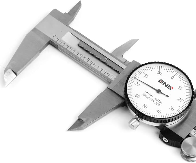 DNA Motoring TOOLS-00055 Premium-Grade Stainless Steel Dial Caliper, 6 Inch, Shockproof Measuring Micrometer w/Lockable Head