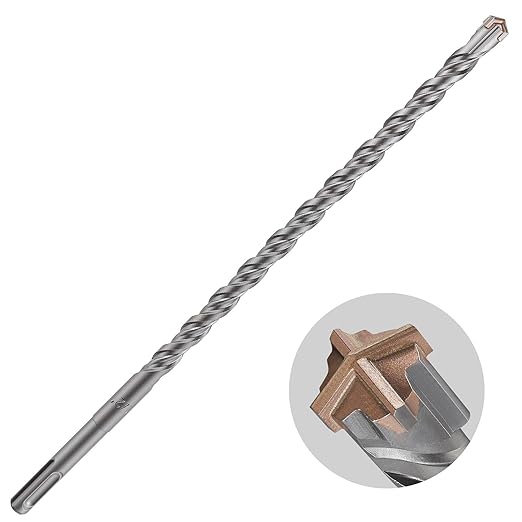 Concrete Drill Bit Lengthening 3pcs 1/2" X 12"-10" Cross-Type Double Thread Carbide Material Suitable for Brick, Cement Walls, Stone, Extra Long Hammer Drill Bits