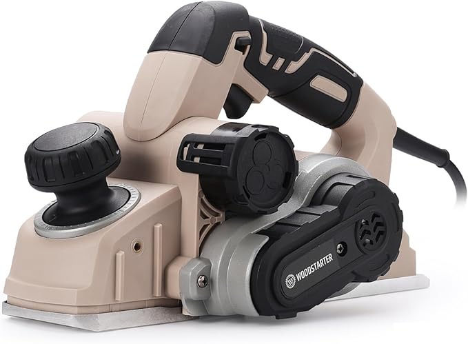 Corded Electric Hand Planer, 7.7 AMP 15000 RPM Power Wood Planer with Edge Guide and Dust Bag, 3-1/4 Inch Planing Width, for Wood Chamfer DIY, Smooth Finish Carpentry
