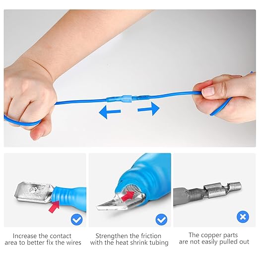 Kuject 720PCS Heat Shrink Wire Connectors Kit, Electrical Waterproof Crimp Butt Terminals, Insulated Spade Connectors for Automotive Marine Boat Truck, Include Rings Forks Spade Butt Splices