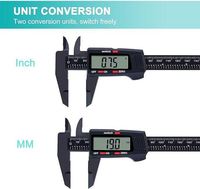 Kynup Vernier Dial Calipers, Digital Caliper Measuring Tool with LCD Screen, Electronic Micrometer Caliper with Auto-Off Feature, Inch and Millimeter Conversion(0-6")