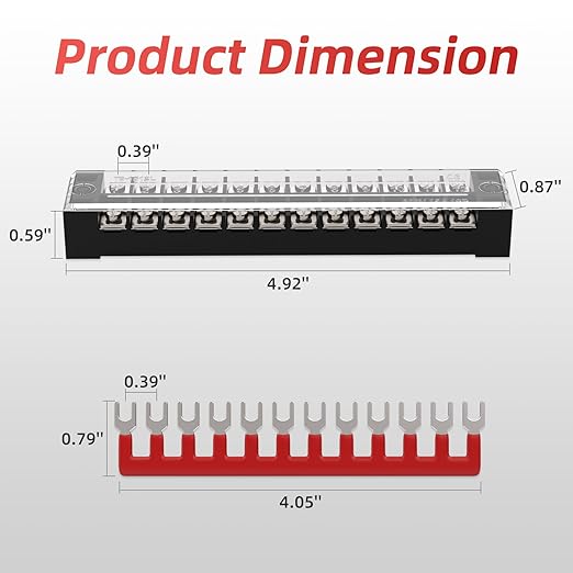 APIELE 15A Screw Terminal Block 12 Position Dual Row Covered 12 Position Pre-Insulated Terminal Barrier Strips (15A 5PCS 12P+5PCS Wiring Strips)
