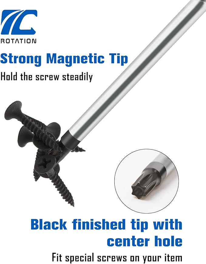 ROTATION Torx Screwdrivers Set 10-Piece, Magnetic Black Finished Tip with Center Hole, Professional Cushion Grip Screwdriver Set with High Torque
