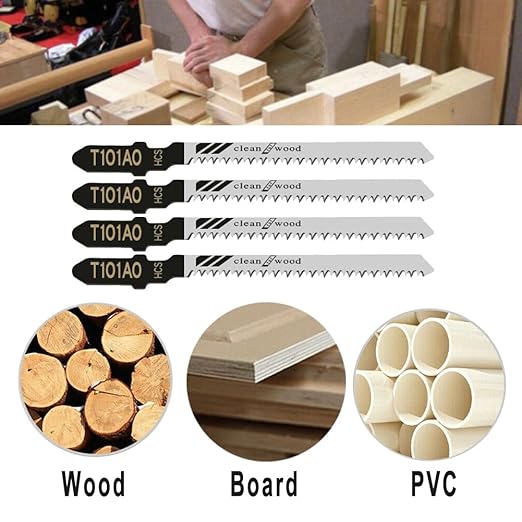 60Pack T101AO T-Shank Jigsaw Blades - 3.2 Inch 20 TPI Contractor Jig Saw Blades Set Made with High Speed Carbon Steel Curved Fine Finish Cutting Wood Boards PVC Plastic(60Pcs-T101AO for Wood&Plastic)