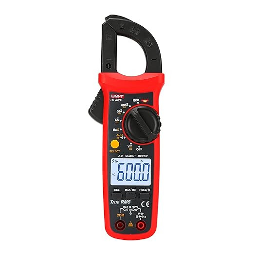 UNI-T UT202F Digital Clamp Meter AC Current TRMS Volt Ohm Amp Meter HVAC Clamp On Multimeter Auto Ranging 6000Counts AC Current Frequency NCV AC DC Voltage Frequency Resistance Continuity Diode Tester