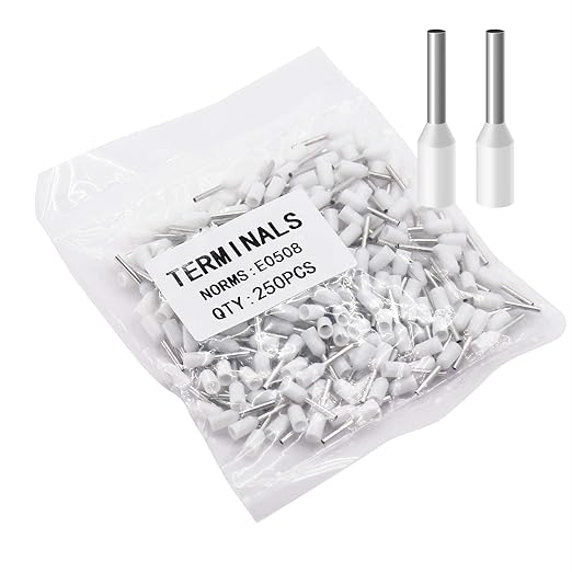 Fidioto 22AWGWire Ferrules Kits, AWG22/0.5mm² White Insulated Crimp Pin Terminals for Electric, Industrial, Chemical Industry, Power Control System, etc.