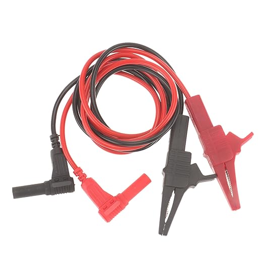 4PCS Heavy Duty Alligator Clips Test Leads, 18AWG Multimeter Alligator Clips Test Leads to Right Angle 4mm Banana Plug for Multimeter & Voltmeter, 3Ft 600V/1000V, Double Insulated ﻿ ﻿