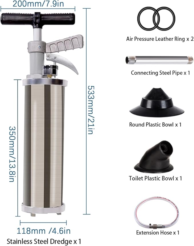 Portable High Pressure Kinetic Toilet Plunger Air Drain Blaster Pump for Bath Toilets Bathroom Shower Kitchen Clogged Pipe