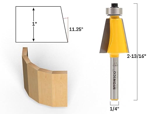 YONICO Router Bits Bevel Edge Forming 11.25 Degree 1/4-Inch Shank 13911q