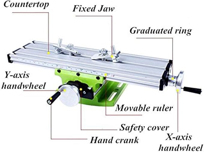 Mini Milling Machine Work Table Vise Portable Compound Bench X-Y 2 Axis Adjustive Cross Slide Table , for Bench Drill Press 12.2inches-3.54" (310mm 90mm)