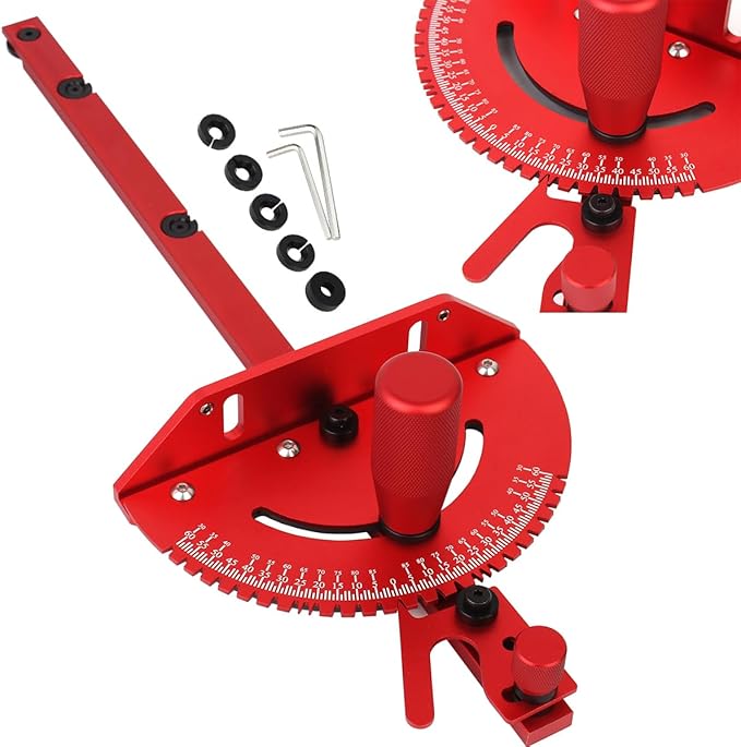 Table Saw Miter Gauge, Works w/Table Saws, Router Table, Band Saw (Red)
