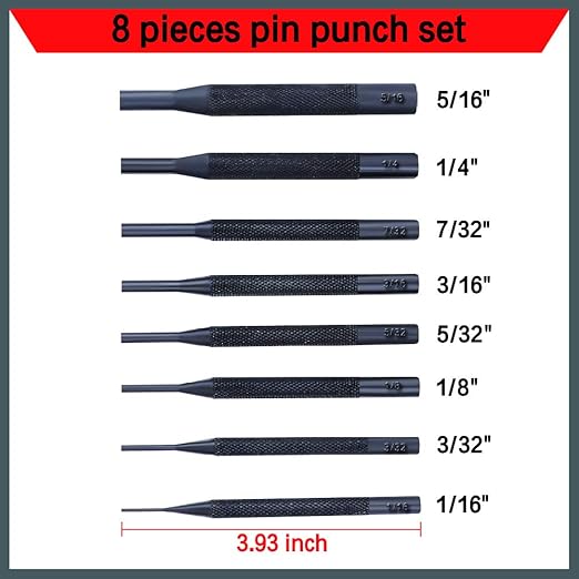 HORUSDY 8 Pieces Pin Punch Set, Kit Removing Repair Tool with Holder for Automotive, Watch Repair,Jewelry and Craft
