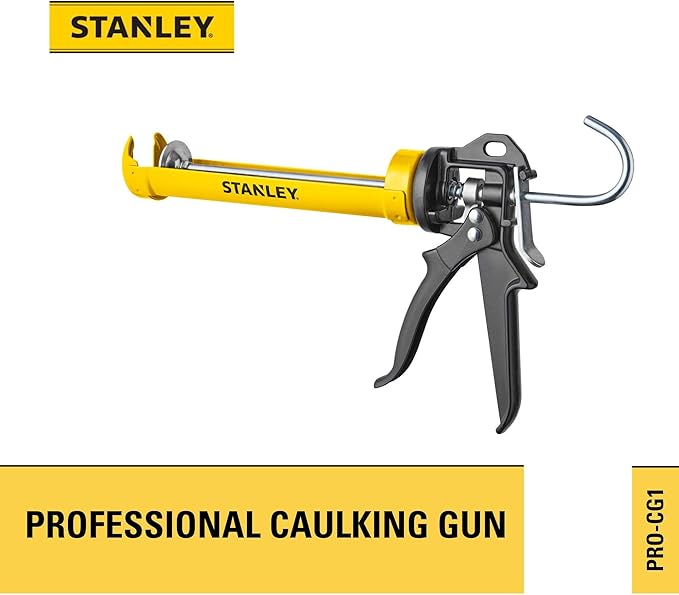Stanley Professional Caulking Gun - 10 Oz Silicone Sealant Gun with 4000N Pushing Power, Caulk Gun No Drip Function, Steel Carriage & Aluminum Swivel Handle Sealant Gun | 25:1 Thrust Ratio, 1 Pack