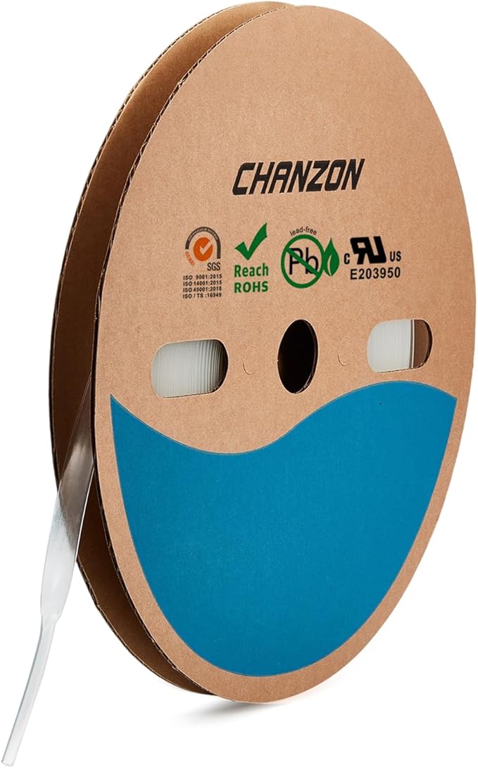 Chanzon 2:1 Ratio - 80Ft Roll - 5/32" (4mm) Heat Shrink Tubing 2:1(25M Total Length) Clear/Transparent Polyolefin Sleeving Wrap Shrinking 2 to 1 1pcs