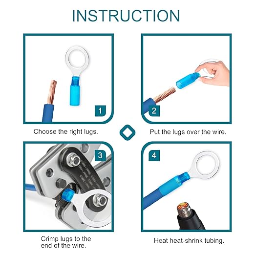 60 PCS Heat Shrink Wire Connectors,16-14 AWG Ring Terminals, 16-14 Gauge 5/16" Stud(M8) Automotive Marine Ring Connectors by Housun