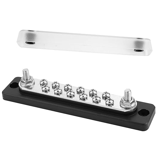 GLOSO Common Bus Bar Power Distribution Block Marine Busbar Battery Terminal Distribution Block with Cover 150 Amp Rating 12P