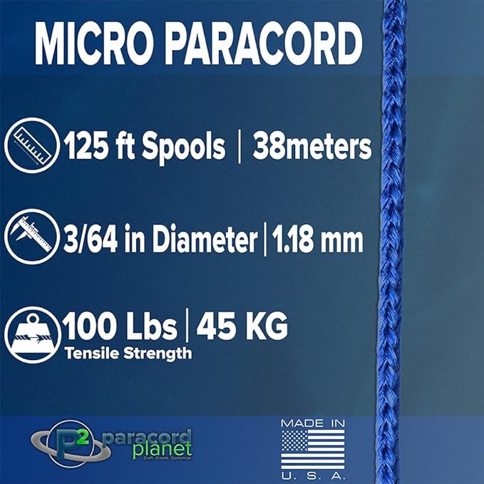 Paracord Planet Micro Paracord – Thin Braided Cord for Crafting, Fishing, and DIY Projects in 125 ft Spools – Dark Green