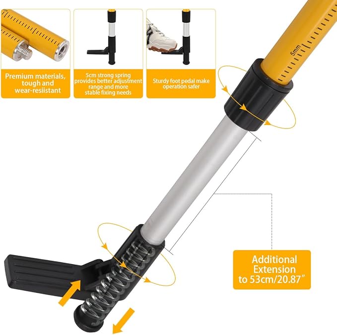 Telescoping Laser Level Pole with Tripod, 13.8Ft/4.2M Laser Level Stand, Includes 1/4"-20 Laser Mount & 5/8"-11 Adapter for Rotary/Line Lasers