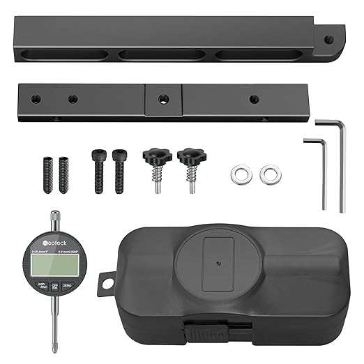 Neoteck 0-1'' Digital Dial Indicator Table Saw Gauge Suitable for Table Saws with a Groove Width of 3/4" (19mm) or More for Aligning and Calibrating Work,Shop Machinery,Band Saw and Drill Press-Black