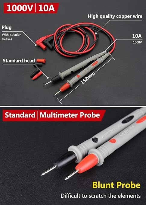 Banana Plug Multimeter Test Leads, 1000V 20A Digital Multi Meter Clamp Tester Probes (100)