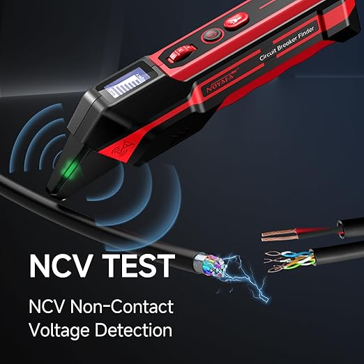 NOYAFA NF-824 Rechargeable Circuit Breaker Finder with LCD Display & GFCI Outlet Tester, 90-230V AC Circuit Breaker Finder Tool, NCV Electrical Circuit Tracer, Adjustable Sensitivity, Flashlight