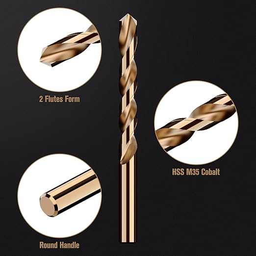 Cobalt Drill Bit Set, 115Pcs M35 High Speed Steel Bits for Hardened Metals, Stainless Steel, Cast Iron and Wooden Plastics, with Metal Index Storage Box