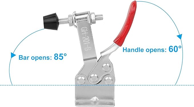 Adjustable Toggle Clamp 12 Pack 201-B Style Quick Release Toggle Latch Hold Down Clamp Antiskid Red Horizontal Clamps 360Lbs Holding Capacity Quick Release Woodworking Tool