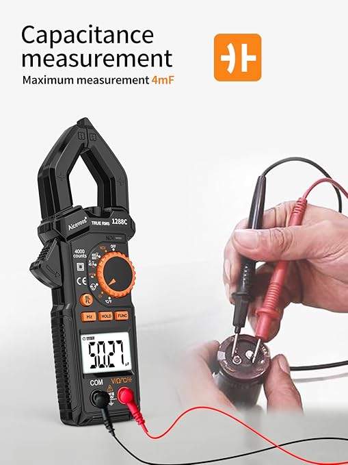 Digital Clamp Meter Multimeter Voltage Tester Auto-ranging, Measures Current Voltage Capacitance Resistance Diodes
