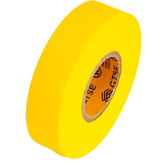 GTSE Yellow Electrical Tape, 1 Roll – Waterproof, Industrial Grade Vinyl, 3/4 in x 66ft– Strong Self-Adhesive PVC Electric Tape for Wire Insulation, 7 Mil, 600V – UL/CSA Listed