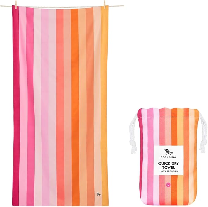 Dock & Bay Beach Towel - Quick Dry, Sand Free - Compact, Lightweight - 100% Recycled - Includes Bag - Sunset Boulevard - Set of 4 - Extra Large (200x90cm, 78x35)