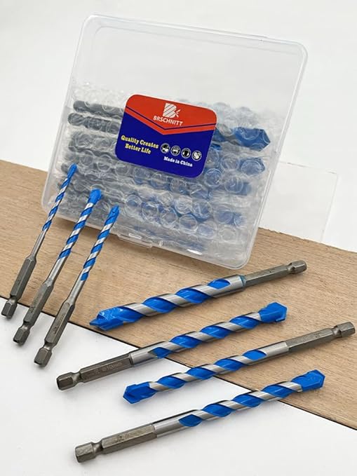 Carbide Drill Bit Set - Dry Drill Bit Set for Masonry, Concrete, Bricks, Wood, Plastic etc(10MM*5Quick-fit Shank)