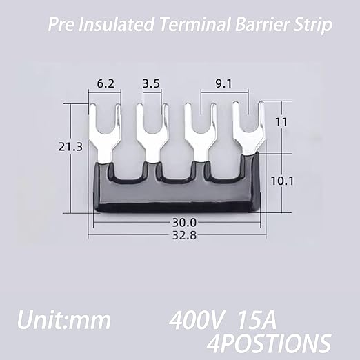 Terminal Block (8 Sets) 8Pcs 4 Positions Dual Row 600V 15A Screw Terminal Strip Blocks with Cover&8Pcs Pre-Insulated Barrier Termina Block Strip& 32Pcs Insulated Fork Wire Connector