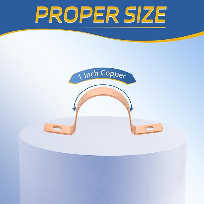 150-PACK GUOFIS 1Inch C x 1Inch C Copper Pipe Straps Clamp with Two Holes, Two-Hole Clamps Mount for Residential, Commercial(COPPER059-150Pack)