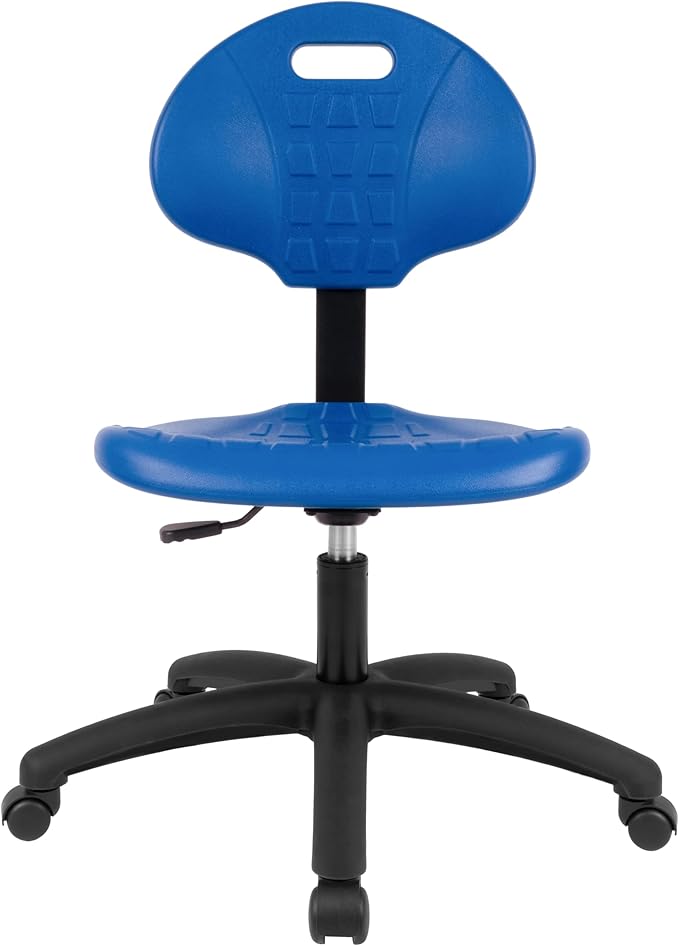 Chair Master Table Height Chair/Stool-Easy to Clean! Deluxe Ergonomic Polyurethane Chair. 5" of Height Adj (15.5"-20.5") 450 lb Capacity. Automotive, Lab, Garage, Home, Office (Standard, Blue)