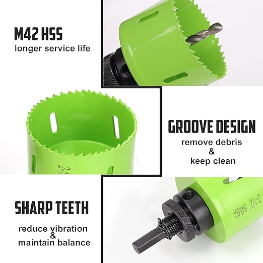 Yougfin Hole Saw Kit, 18 Pieces Bi-Metal Hole Saws Heavy Duty Hole Cutter with Carrying Case, Ideal for Metal, Cornhole Boards, Wood, Plastic, Drywall