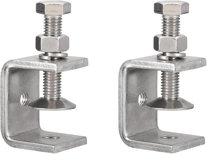 2 Pack 304 Stainless Steel C Clamps with 30mm/1.18" Stable Wide Jaw Opening Tiger Clamp for Woodworking Welding Construction Household Mount