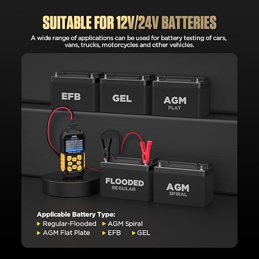 Car Battery Tester 24V 12V Load Tester,Digital Auto Battery Analyzer,30-2000 CCA Automotive Alternator Charging Cranking System Scanner for Motorcycle Car Truck Boat RV Marine ATV SUV Boat Yacht