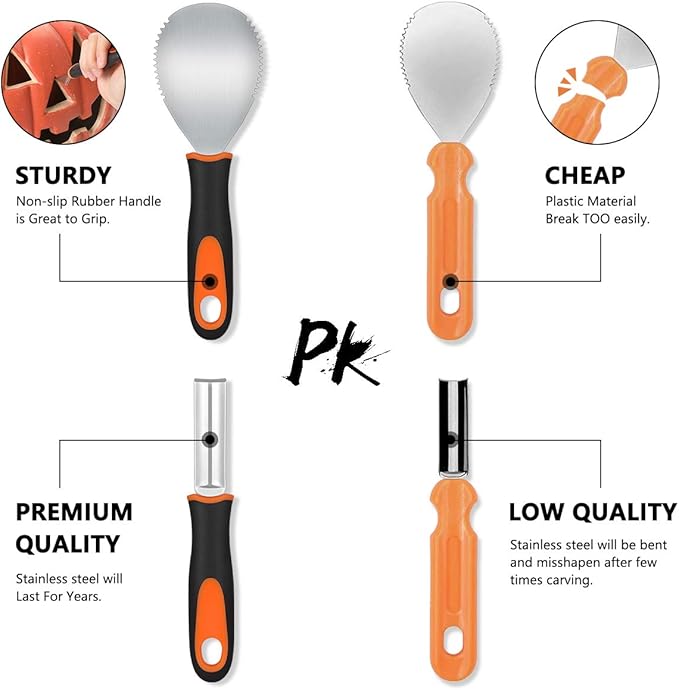 9 Pcs Pumpkin Carving Kit, Halloween Pumpkin Carving Tools, Professional Stainless Steel Pumpkin Carving Knife for Kids & Adults Halloween Gifts Party Supplies Pumpkin Tools