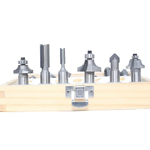 12pcs Router Bit Set,1/2 inch Shank,12 Pieces Carbide Tipped Router Bits/Router Cutters for Woodworking Beginners with Wooden Case