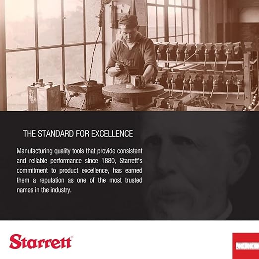 Starrett Steel Combination Square with Square Head - 12" Blade Length, Cast Iron Head, Hardened Steel, Reversible Lock Bolt, Scriber, 4R Graduation Type - C11H-12-4R