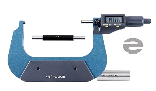 Accusize Industrial Tools 4-5''/100-125 mm by 0.00005''/0.001 mm 2 Keys Electronic Digital Outside Micrometer, Metric/Imperial, Md71-0005