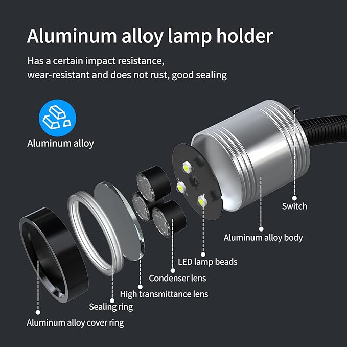 Flexible Work Light, Led Machine Light, Led Flexible Gooseneck Light 900 Lumens with 20inch Flexible Gooseneck 120 Volt for Lathe Workbench Bandsaw and Machine Tool