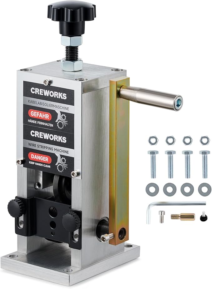CREWORKS Manual Wire Stripper Machine, 0.06"-1" Wire Stripping Machine, Wire Stripping Tool for 1.5-25 mm Scrap Wire, Cable Stripper for Power Drill, Copper Wire Stripper for Leftover Cable
