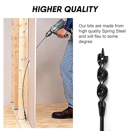 HANSHAN Flexible Installer Drill Bit 54 x 3/4×1/4-Inch Fish Bit for Pulling Wire Through Tight Spaces with Minimal Damage -1 Pack