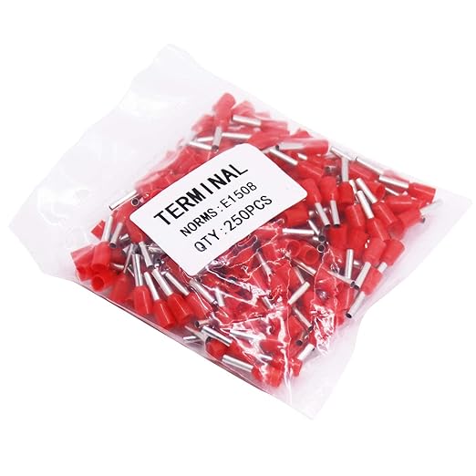 Fidioto AWG16 Wire Ferrules Terminals, 250pcs AWG16 Terminal Connector Wire Insulated Cord Pin Ends Terminals for Electric, Industrial, Chemical Industry, Power Control System, etc.