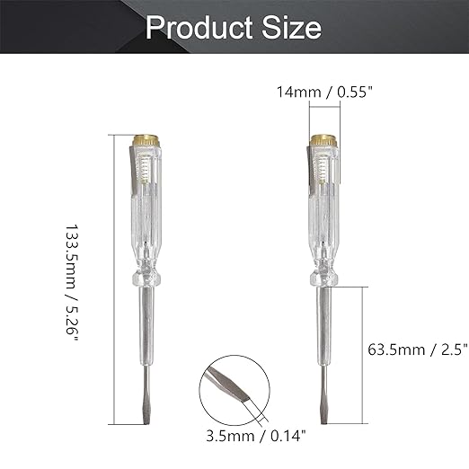 Fielect 5Pcs Tester Screwdriver, Voltage Detector Pen Light Circuit Tester Electric Test Pen Screwdriver AC/DC 100-500V